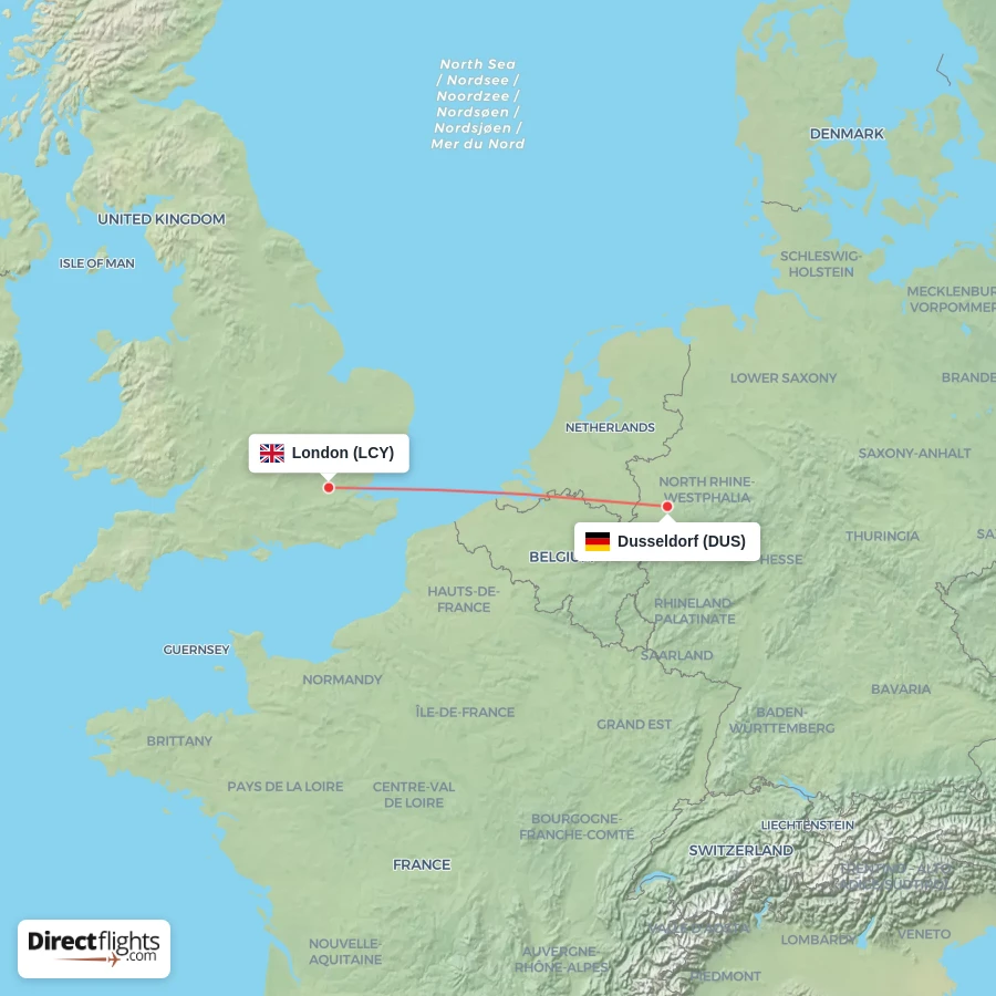 LCY - DUS route map