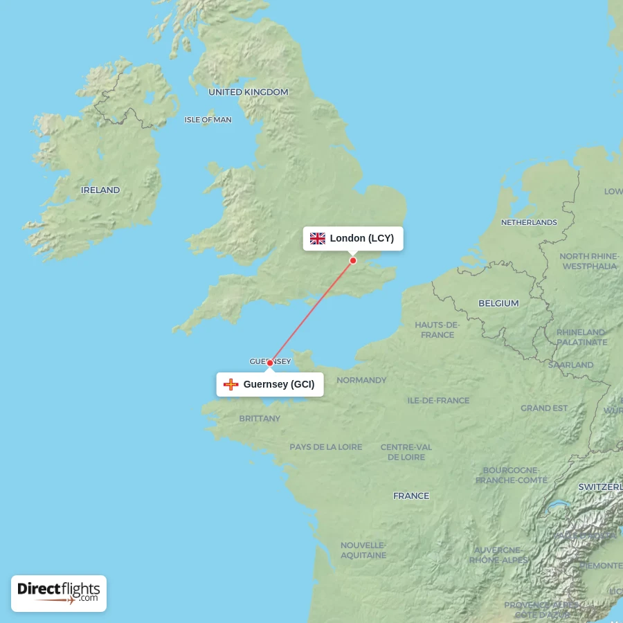 LCY - GCI route map