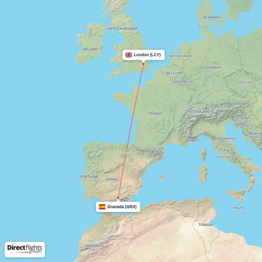 LCY - GRX route map