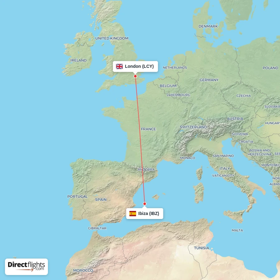 LCY - IBZ route map