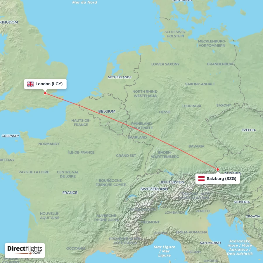 LCY - SZG route map