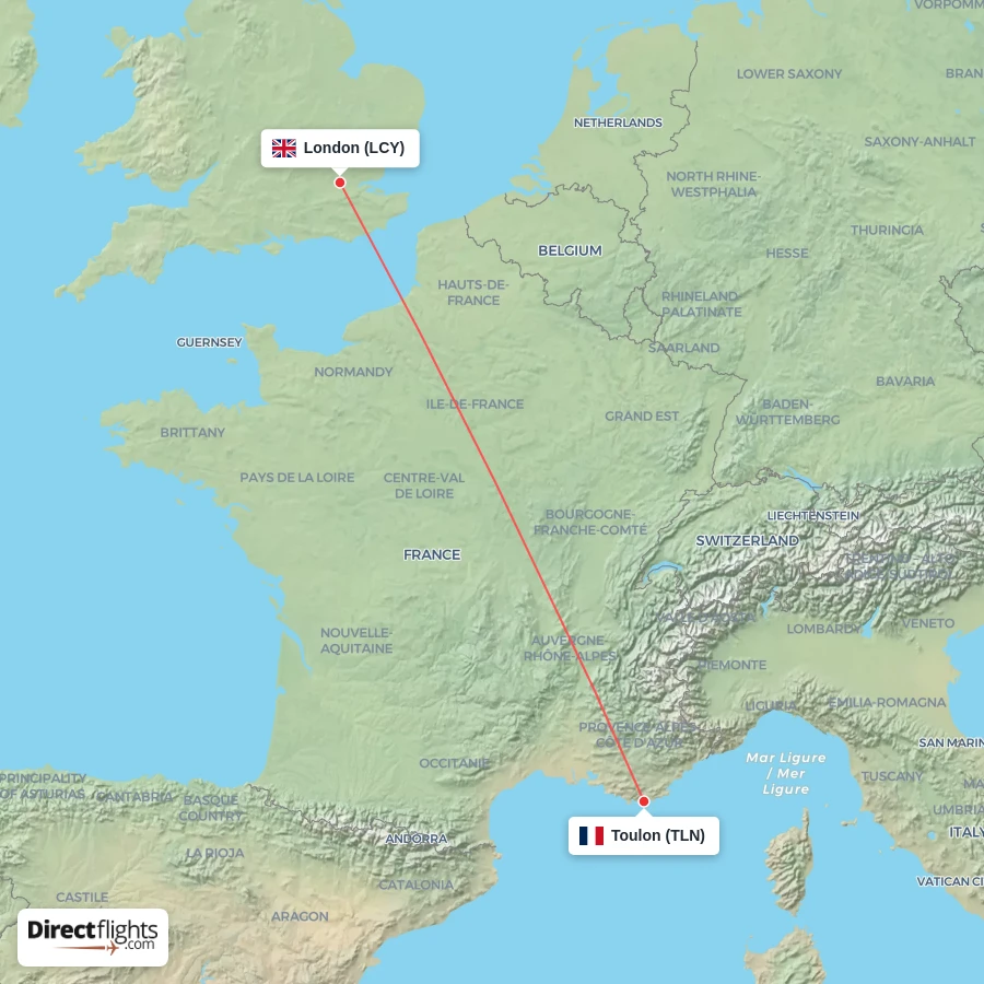 LCY - TLN route map