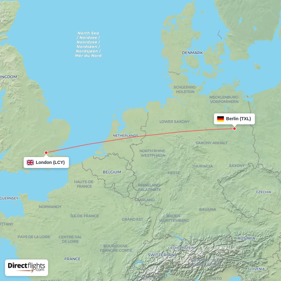 LCY - TXL route map