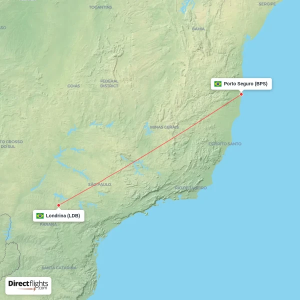 Londrina - Porto Seguro direct flight map