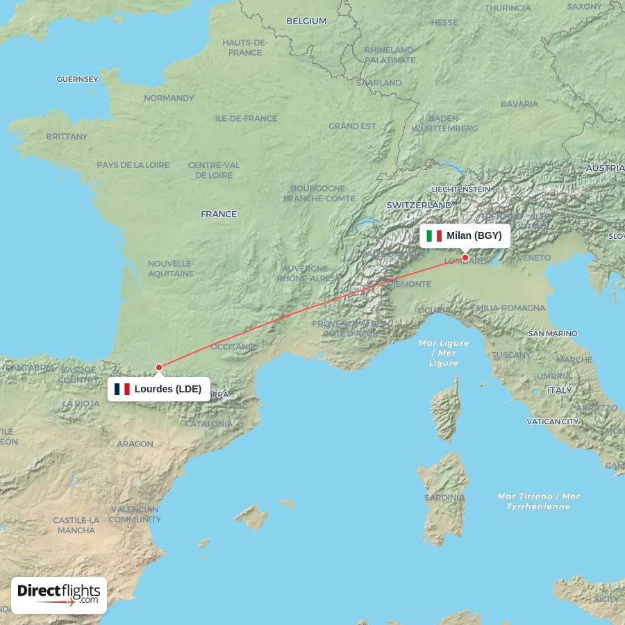 LDE - BGY route map