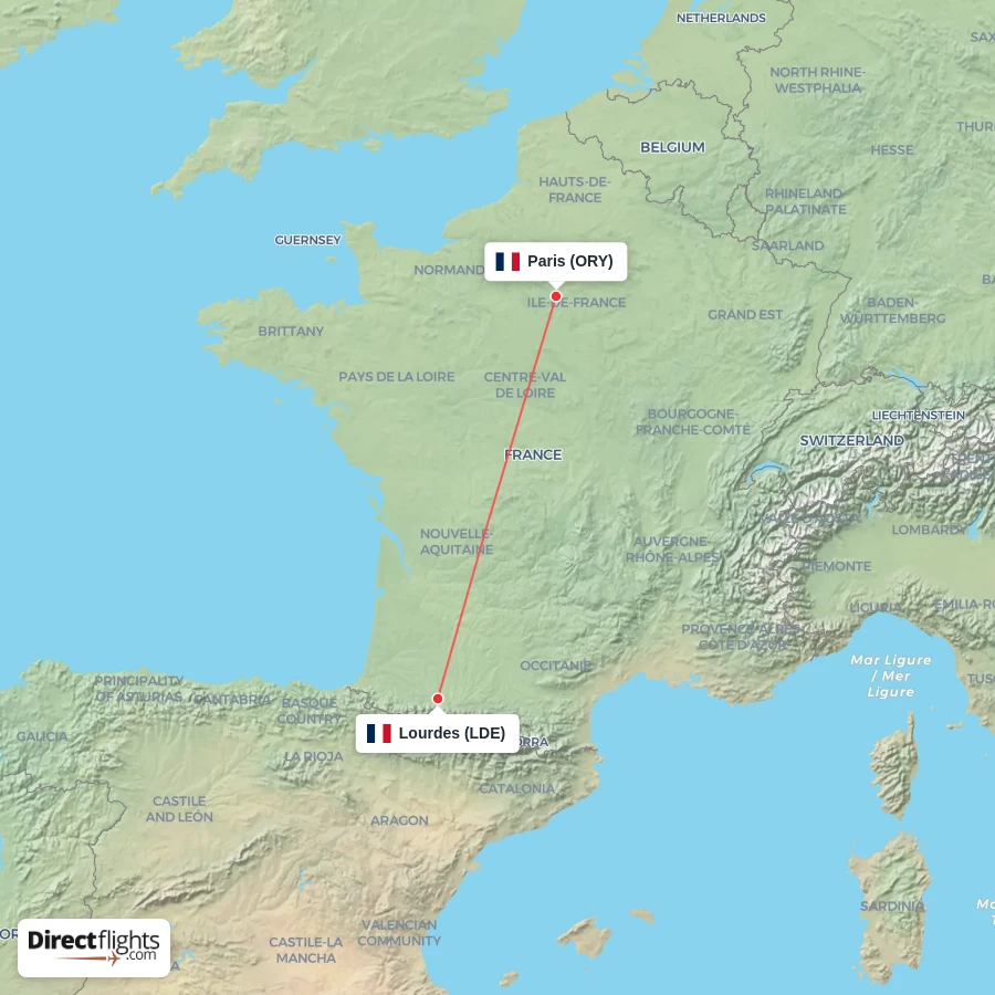 LDE - ORY route map