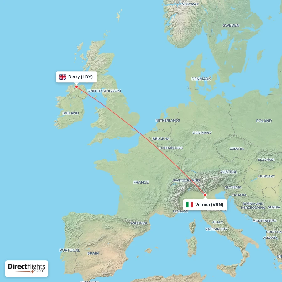 LDY - VRN route map