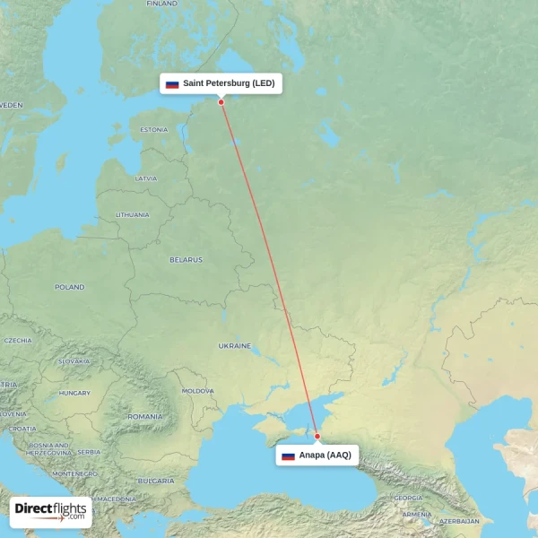 Saint Petersburg - Anapa direct flight map