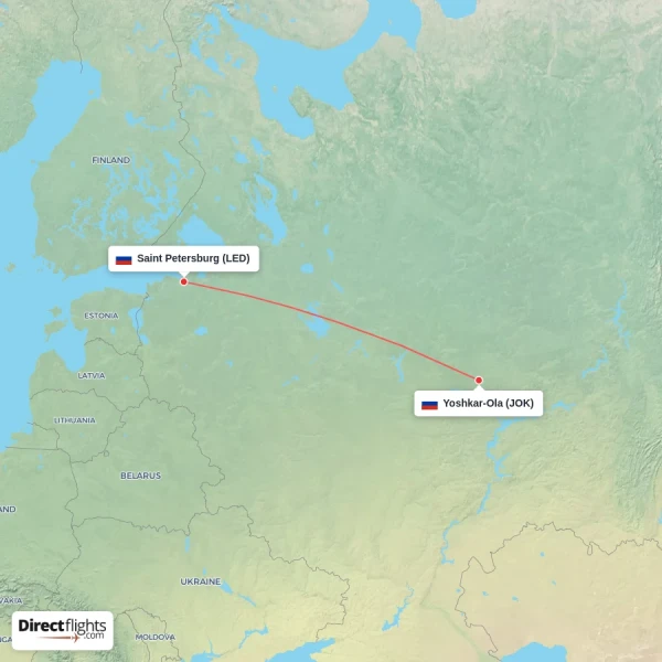 Saint Petersburg - Yoshkar-Ola direct flight map