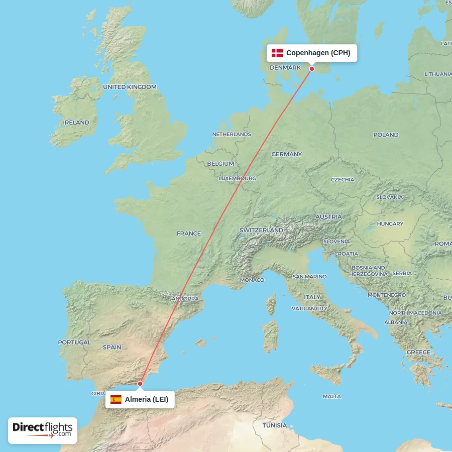 LEI - CPH route map