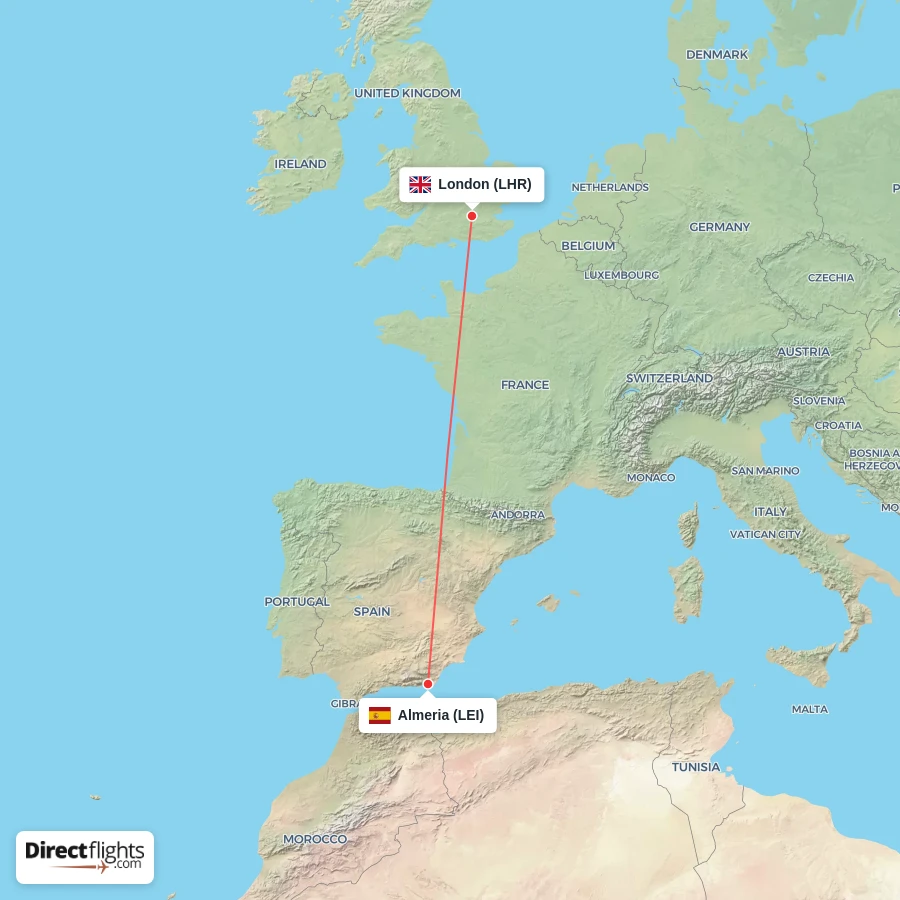 LEI - LHR route map