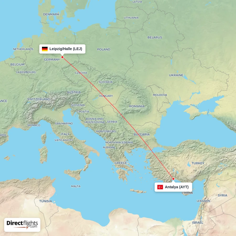 LEJ - AYT route map
