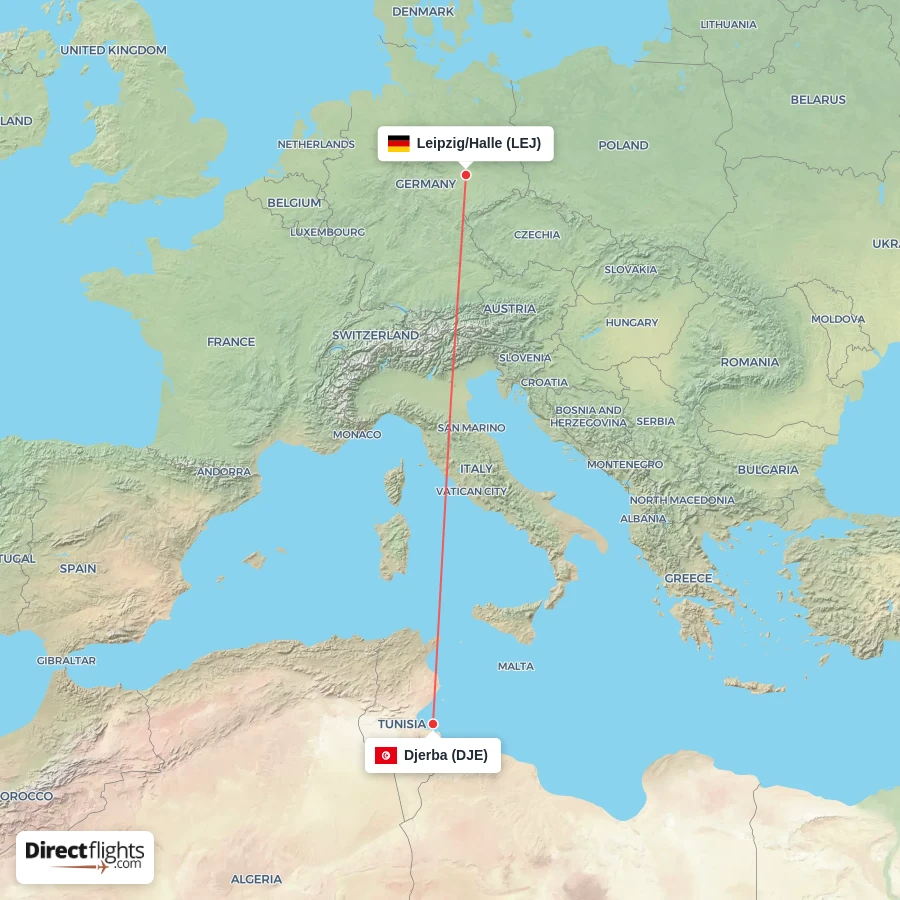 LEJ - DJE route map