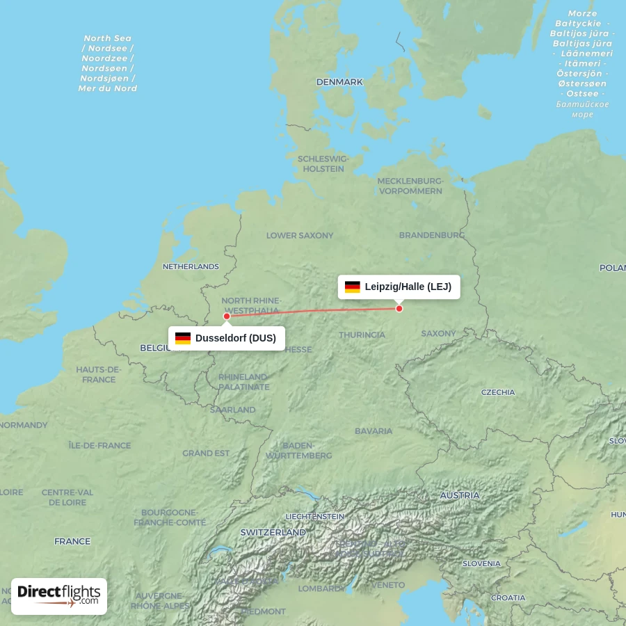 LEJ - DUS route map