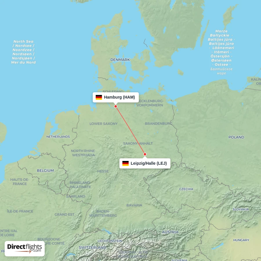 LEJ - HAM route map