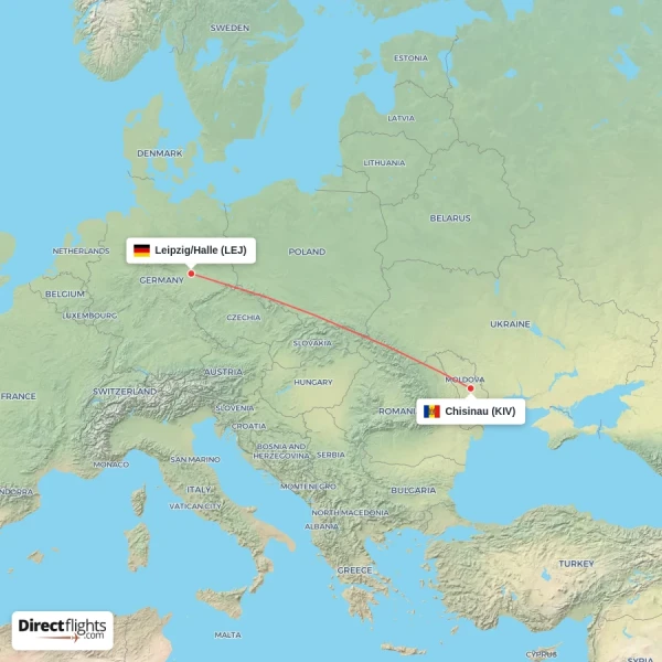Leipzig/Halle - Chisinau direct flight map