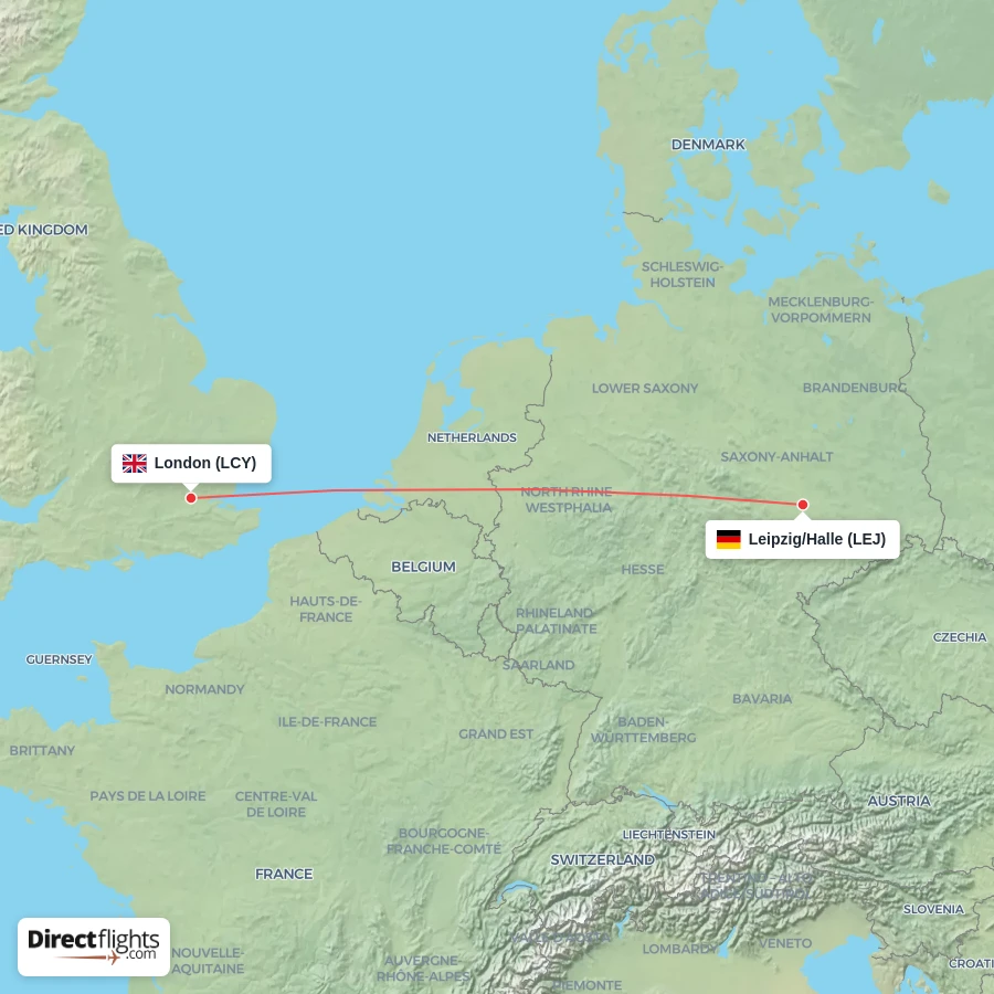 LEJ - LCY route map