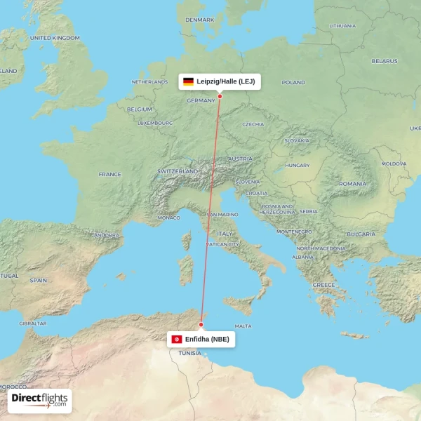 Leipzig/Halle - Enfidha direct flight map