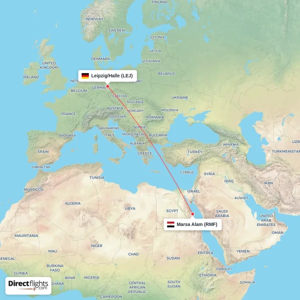 Leipzig/Halle - Marsa Alam direct flight map