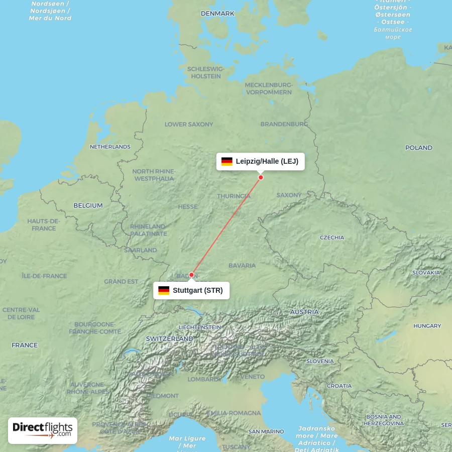 LEJ - STR route map