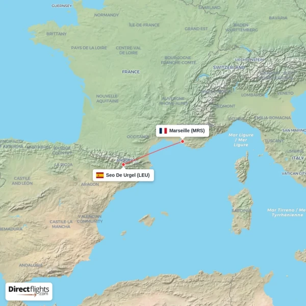Seo De Urgel - Marseille direct flight map