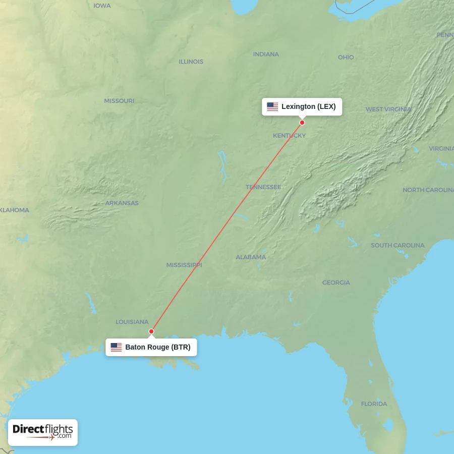 LEX - BTR route map