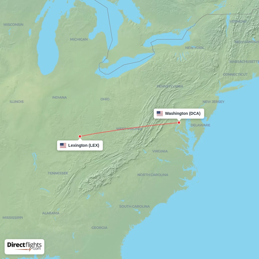 LEX - DCA route map