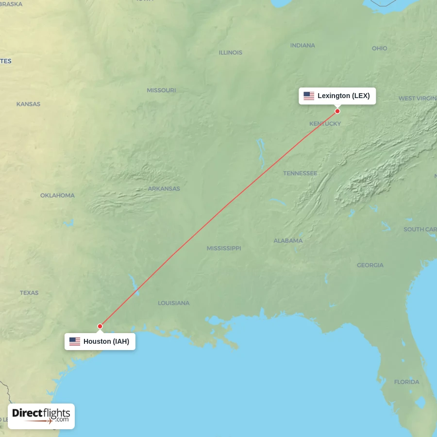 LEX - IAH route map