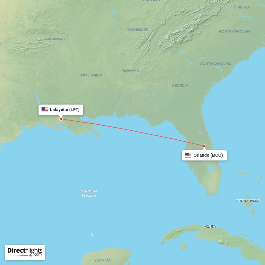 LFT - MCO route map