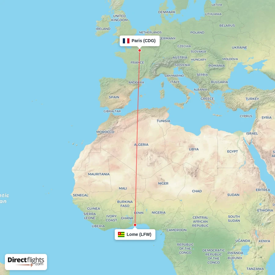 LFW - CDG route map