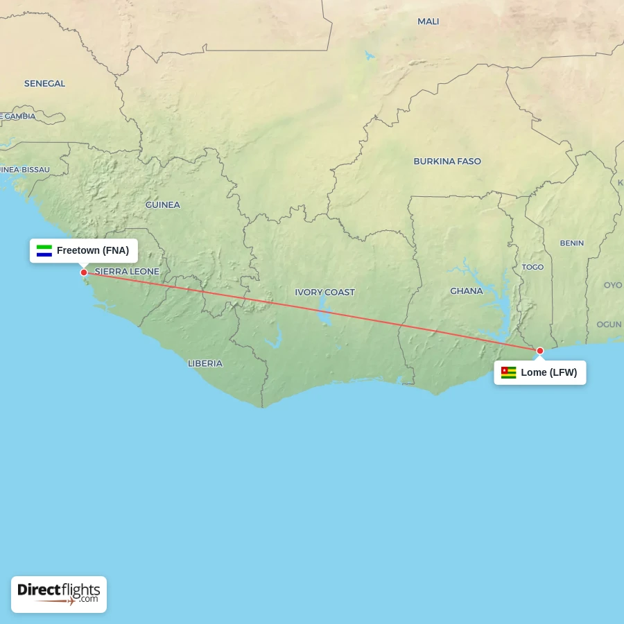 LFW - FNA route map