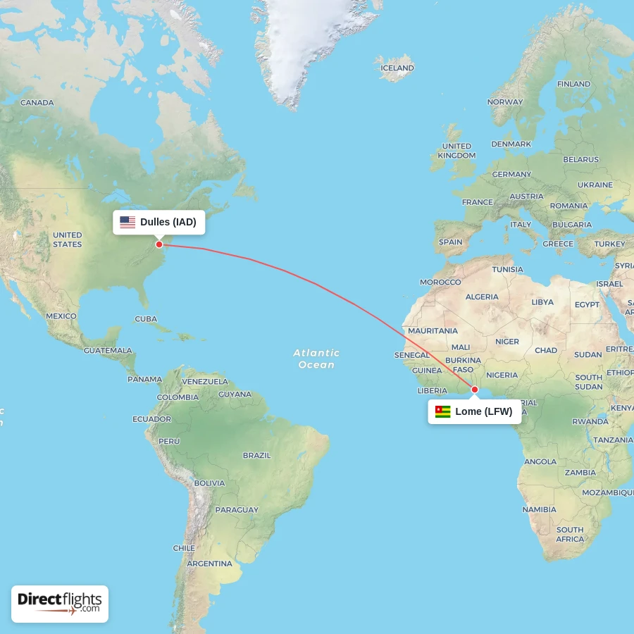 LFW - IAD route map