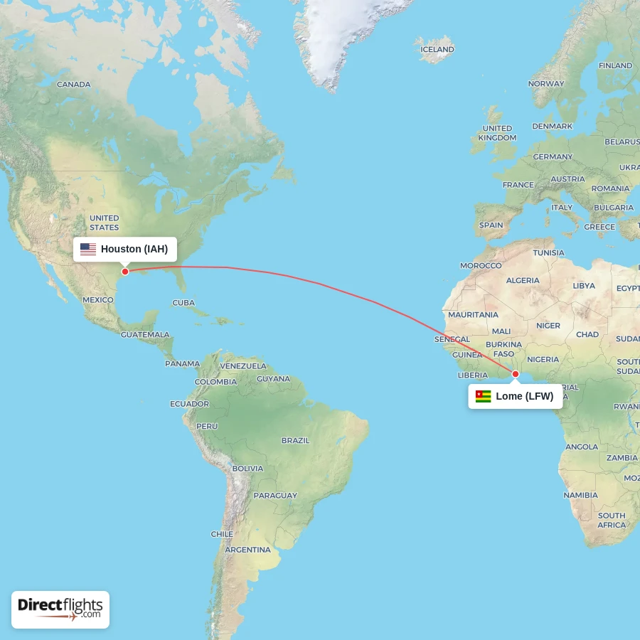 LFW - IAH route map