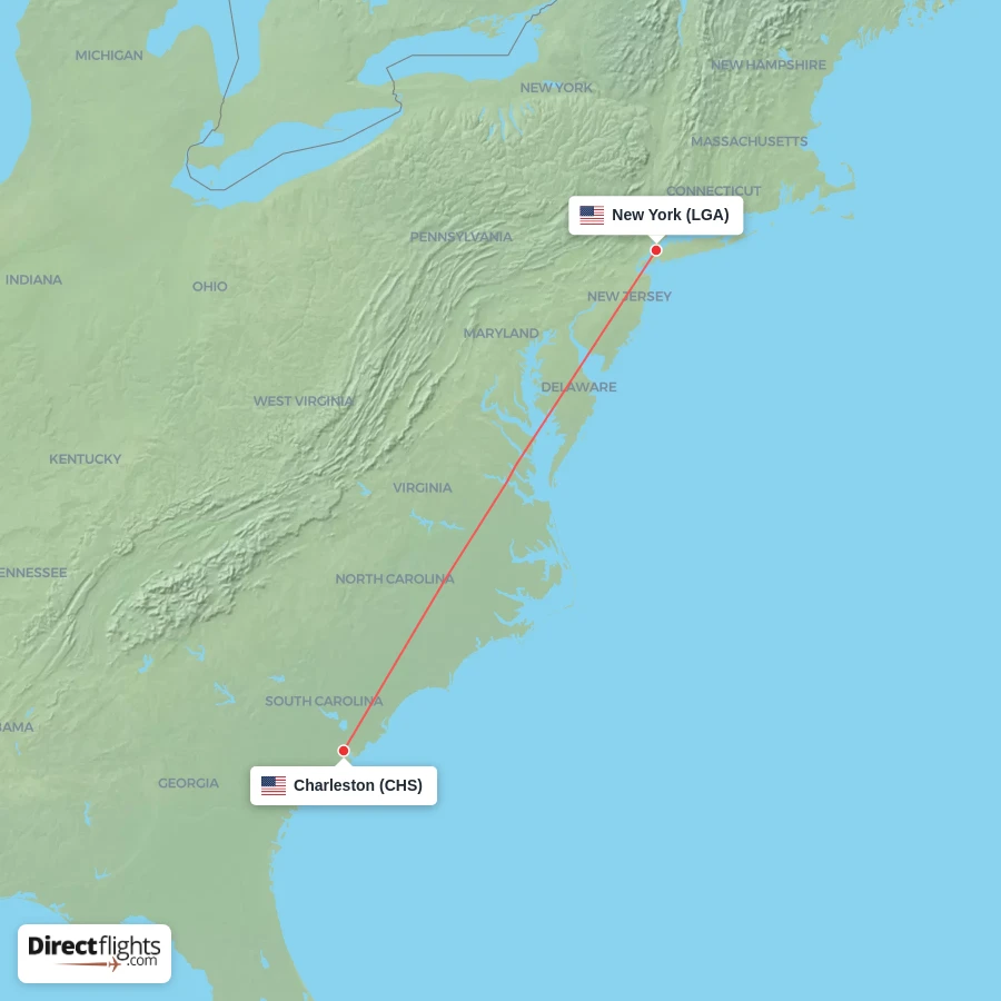 LGA - CHS route map