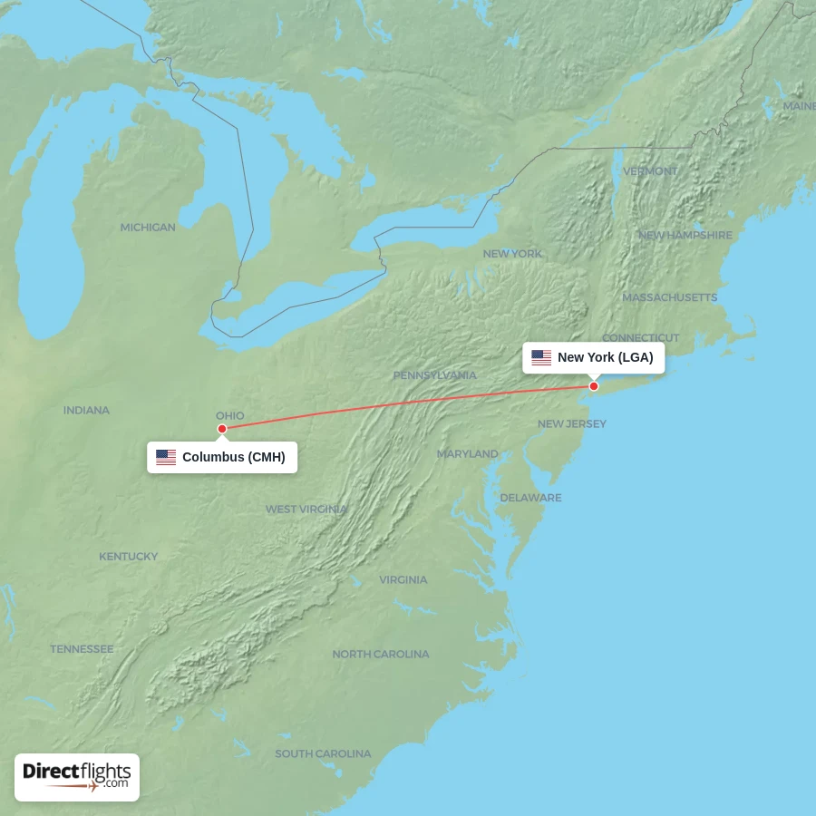 LGA - CMH route map