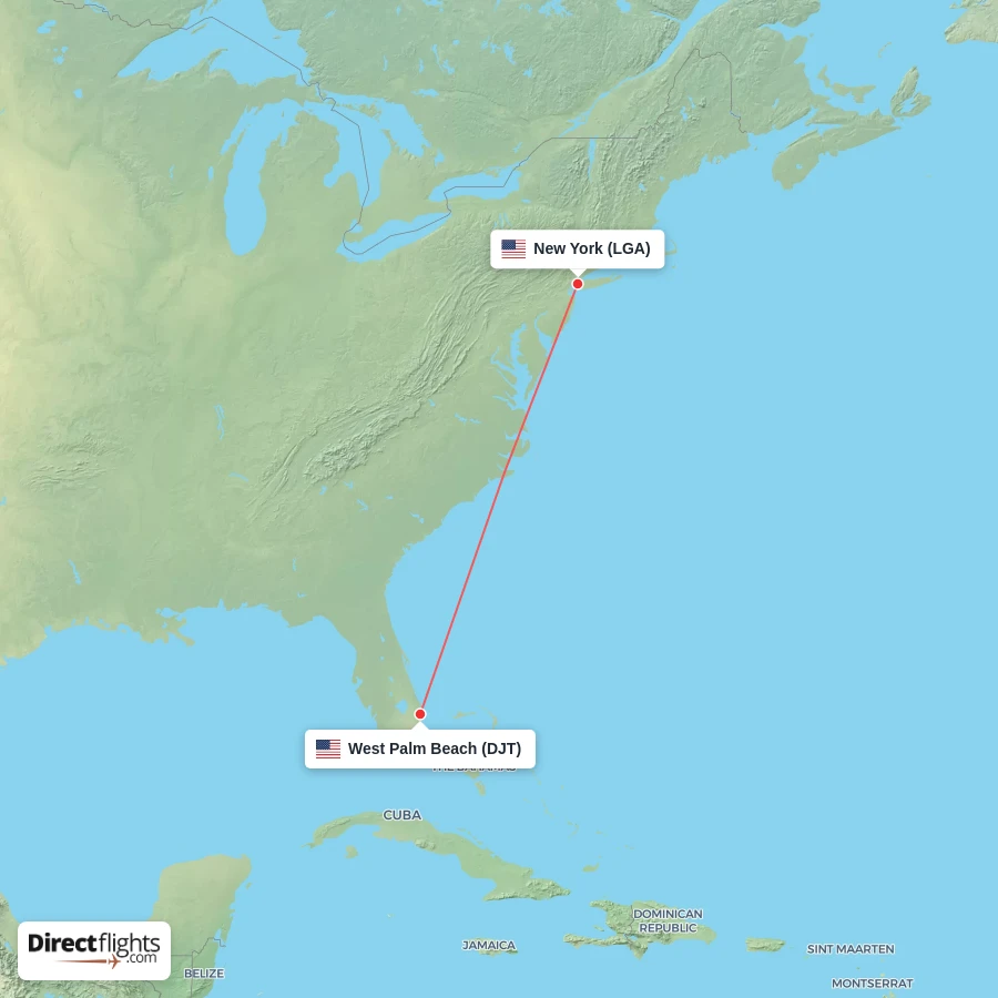 LGA - DJT route map