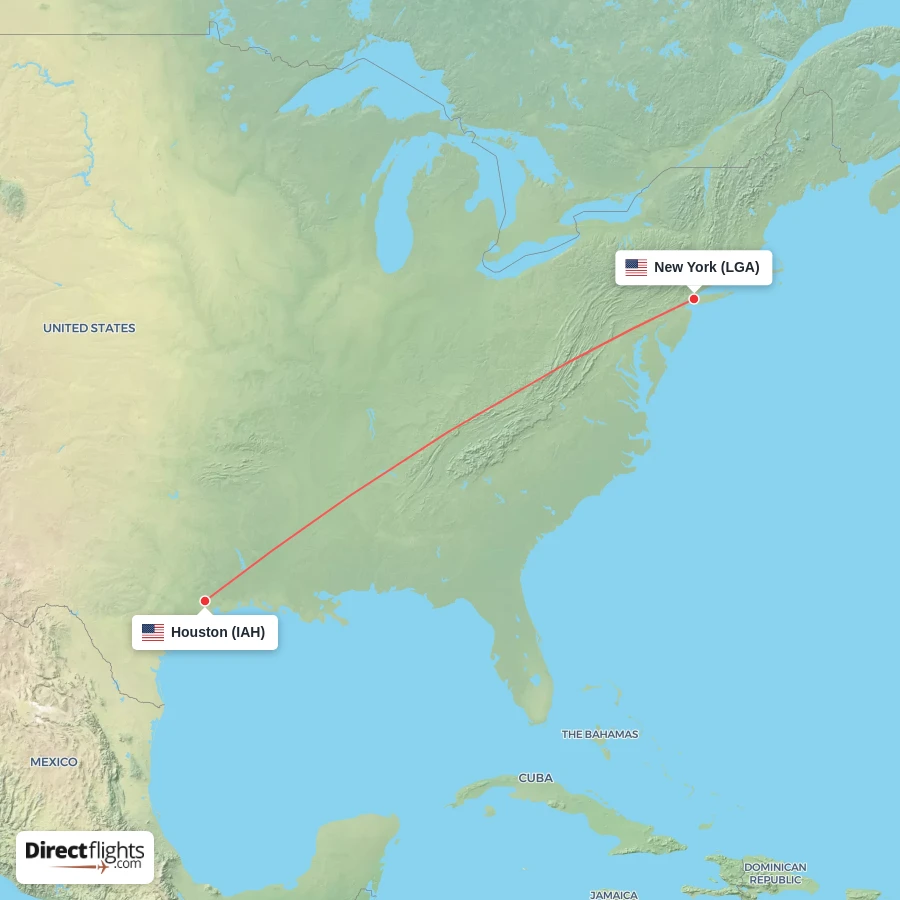 LGA - IAH route map