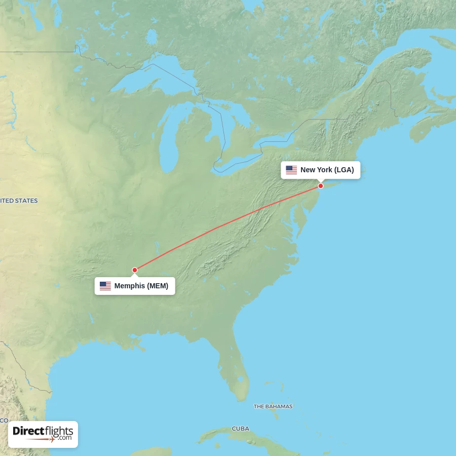 LGA - MEM route map