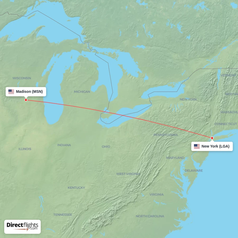 LGA - MSN route map