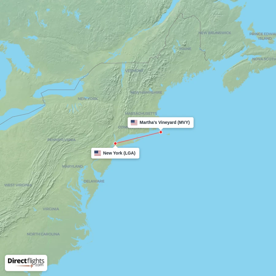 LGA - MVY route map