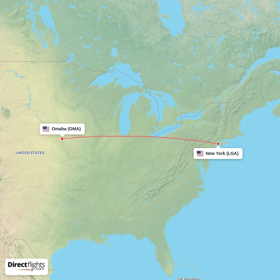LGA - OMA route map