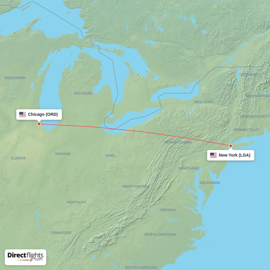 LGA - ORD route map