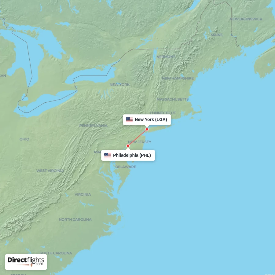 LGA - PHL route map