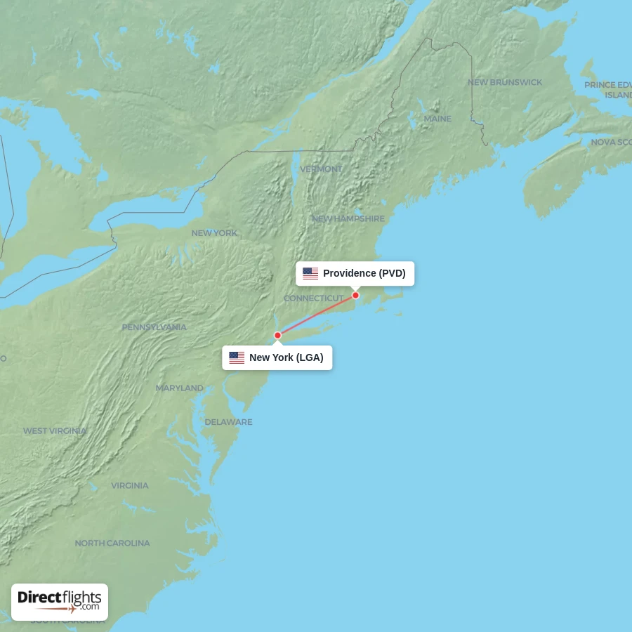 LGA - PVD route map