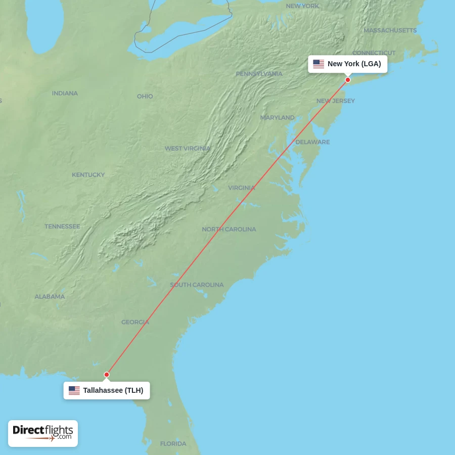 LGA - TLH route map