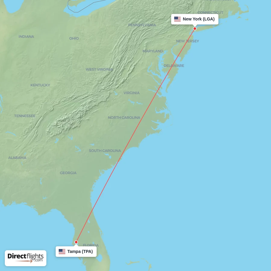 LGA - TPA route map