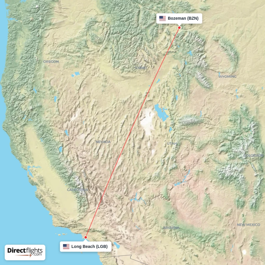 LGB - BZN route map