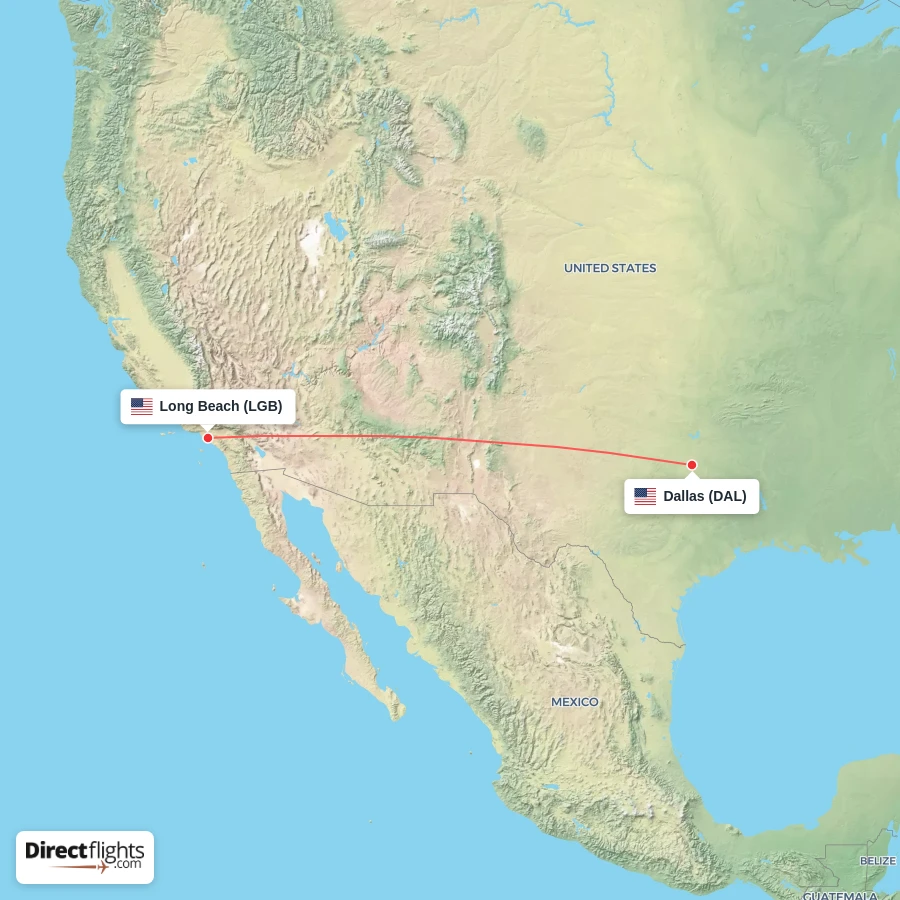 LGB - DAL route map