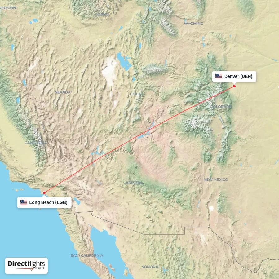 LGB - DEN route map