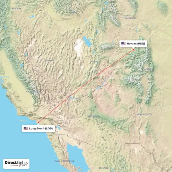 Long Beach - Hayden direct flight map
